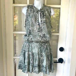 NWT Buddylove green snake print drawstring ruffled dress